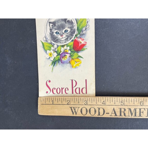 Vintage Bridge Score Pad Kitten Flowers 3.5" x 6.5” USA - Picture 3 of 6